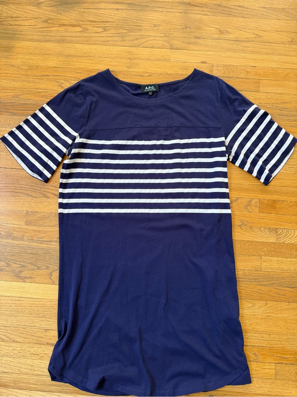 NWOT A.P.C Blue Stripe T Shirt Dress